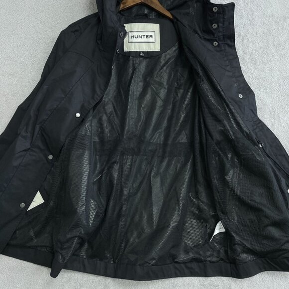 Hunter Ladies' L Black Water Resistant Hooded Cotton Smock Rain Jacket M0787 - Picture 9 of 11